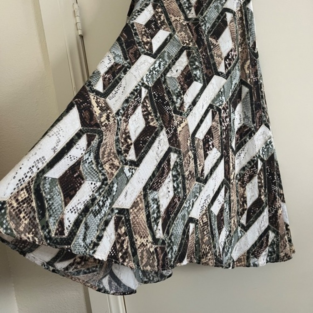 H&M Mixed Print Midi Skirt 6 Geometric Snake Boho Whimsigoth Flowy‎ Y2K Festival